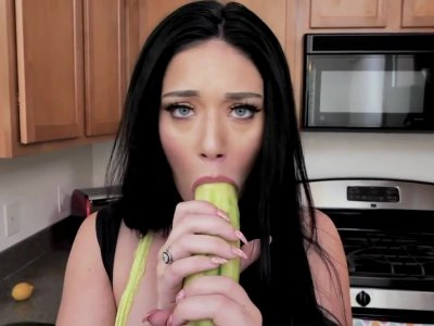 Addicted to sex housewife Megan Maiden fucks herself with cucumber